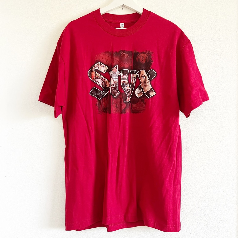 NEW Styx World Tour 2008 Red T-Shirt Size L Music Classic Rock Roboto  *Read